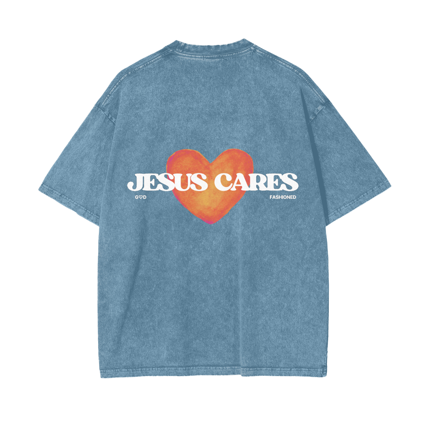 Jesus Cares-Drop Shoulder Tee