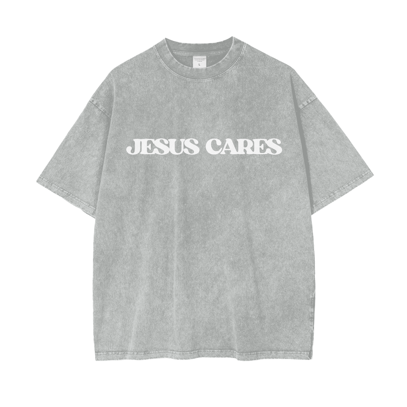 Jesus Cares-Drop Shoulder Tee