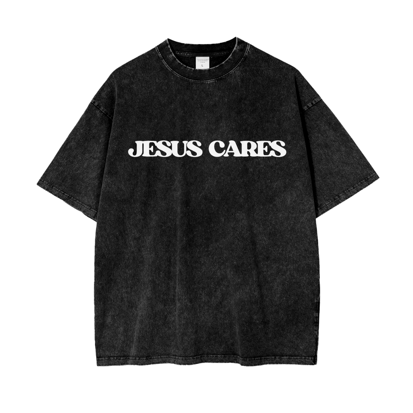 Jesus Cares-Drop Shoulder Tee