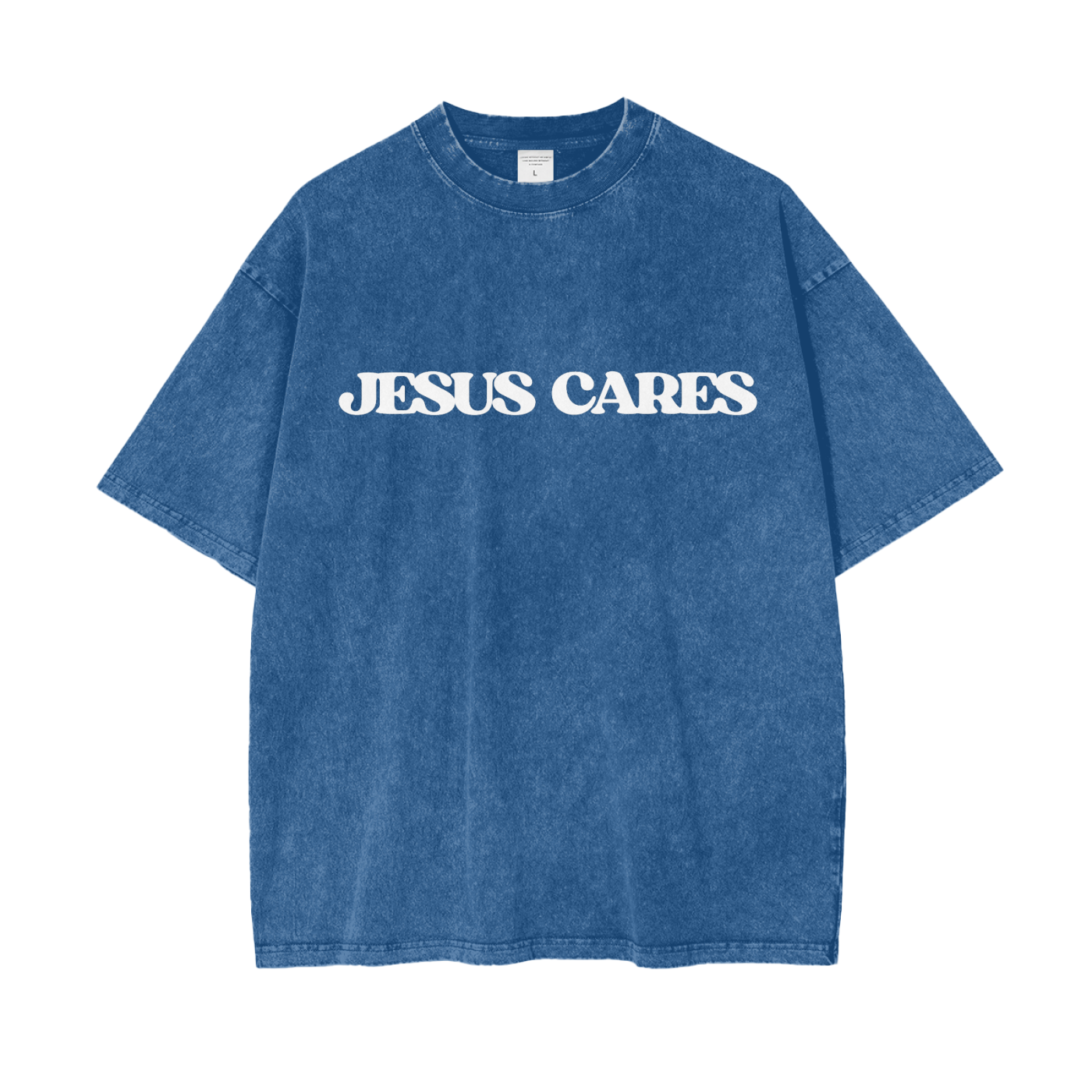 Jesus Cares-Drop Shoulder Tee