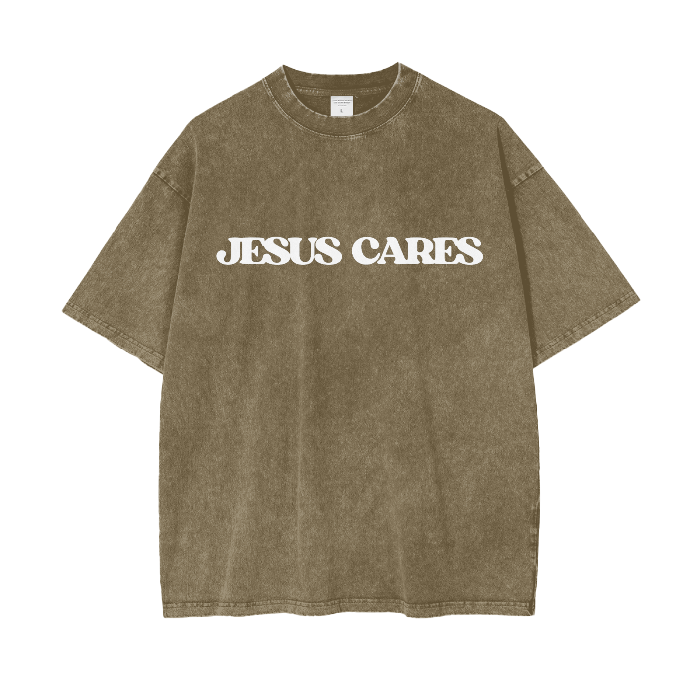 Jesus Cares-Drop Shoulder Tee