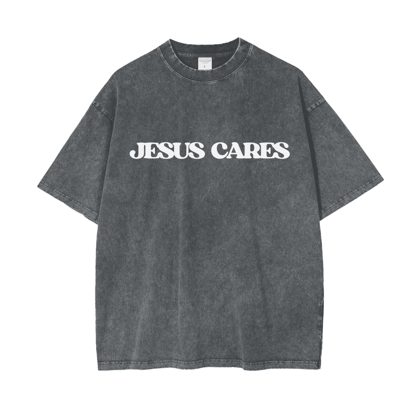 Jesus Cares-Drop Shoulder Tee