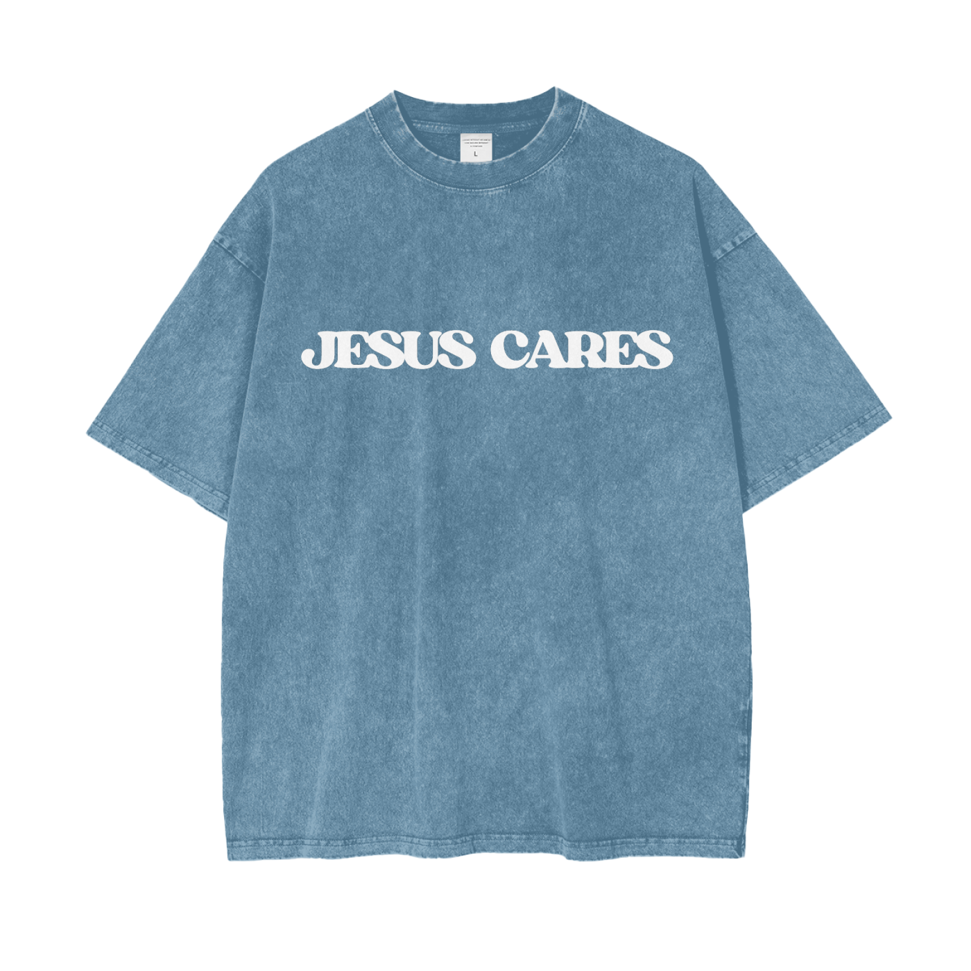 Jesus Cares-Drop Shoulder Tee