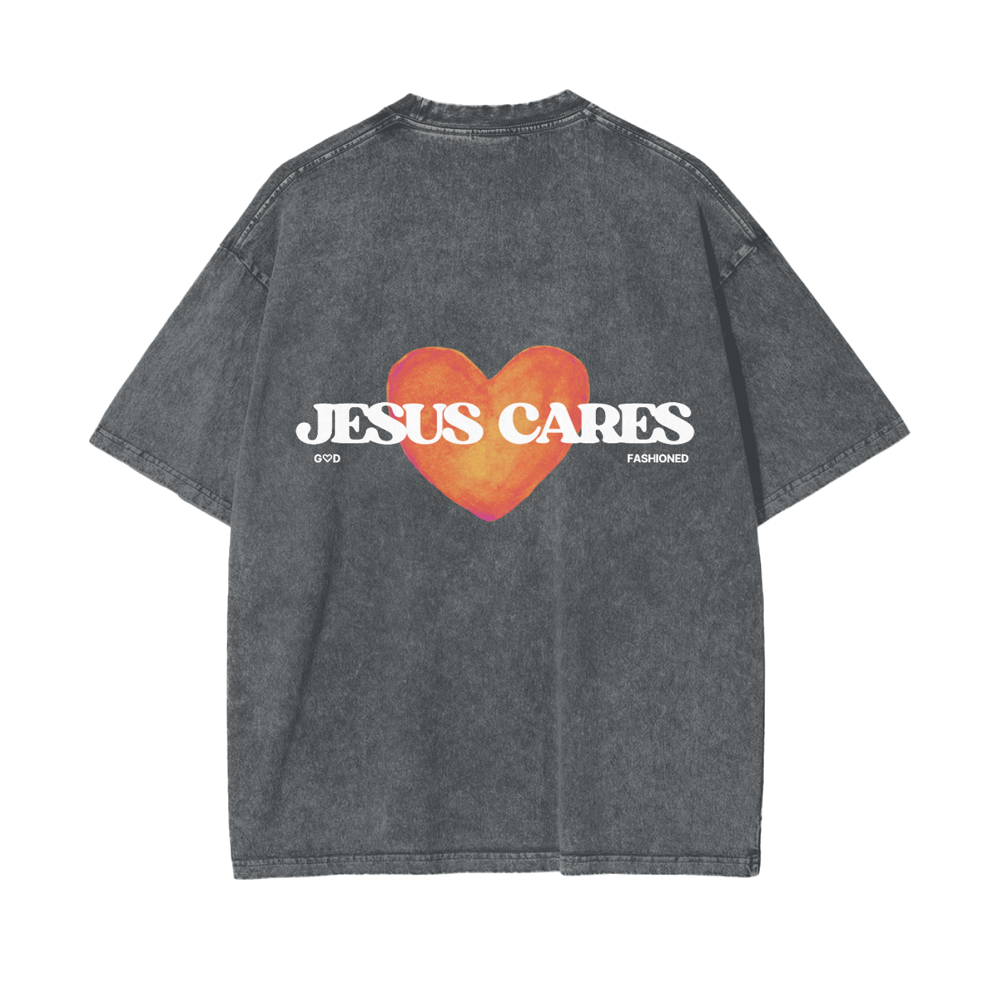 Jesus Cares-Drop Shoulder Tee