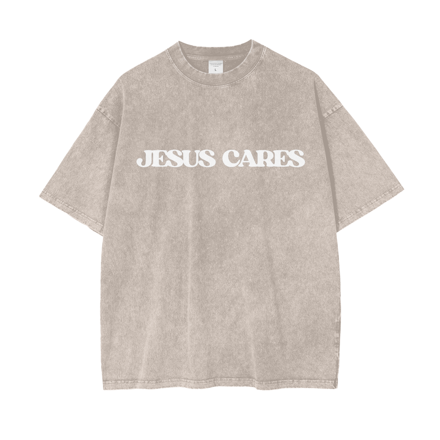 Jesus Cares-Drop Shoulder Tee